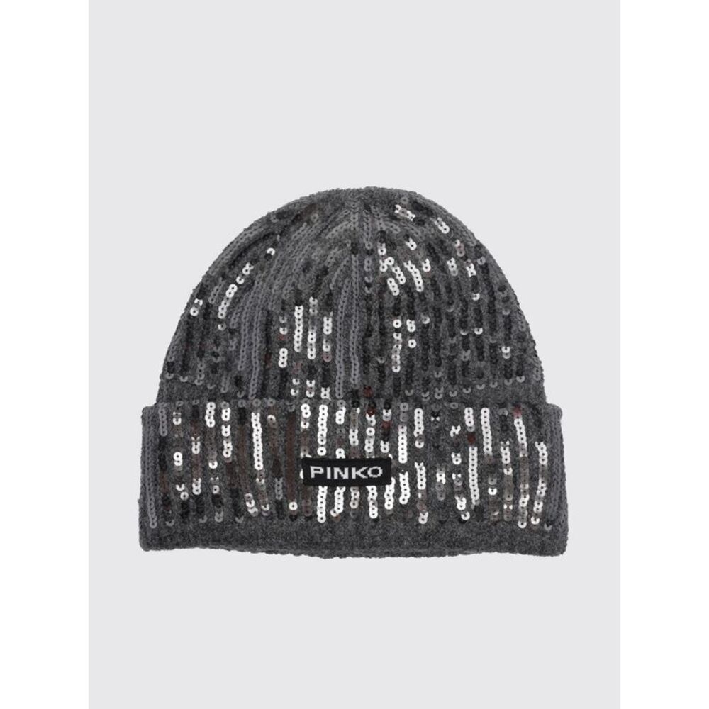 Pinko Women Pinko Sequin-Embellished Beanie With Logo-Applique Turn-Up Hem